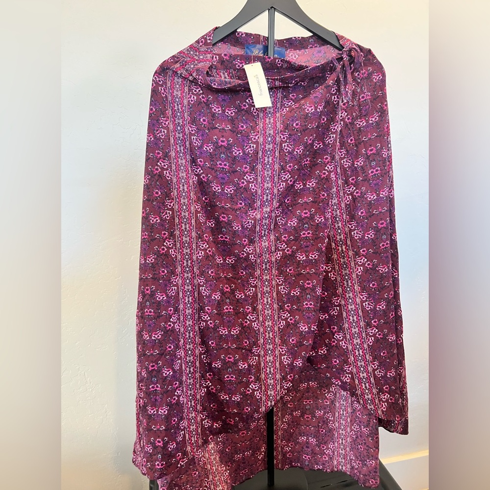 Blue Rain Floral Maxi Skirt in Purple and Pink